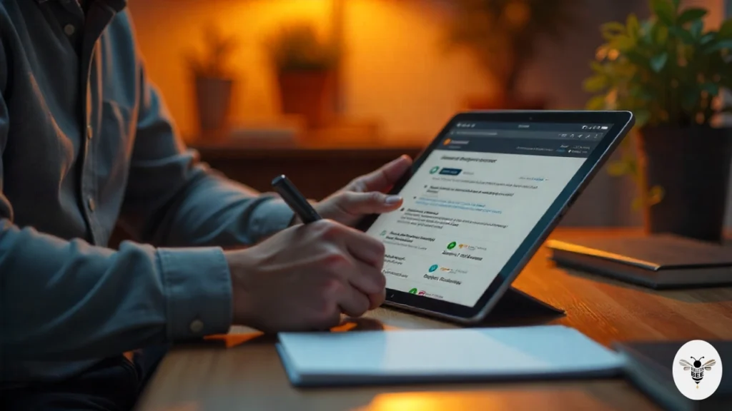 entrepreneur researching wheon.com business ideas on a tablet