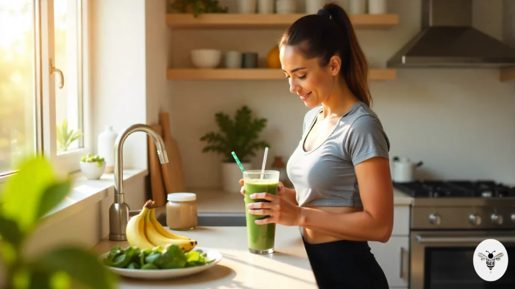 woman drinking green smoothie – wellhealthorganic.com protein guide