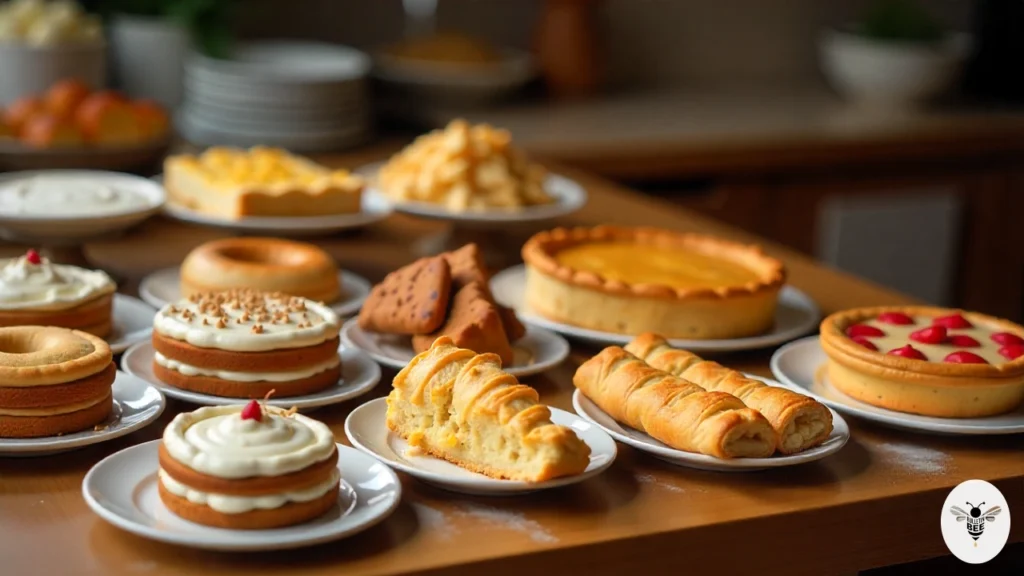 assorted cakes, cookies, pies, and pastries on a wooden counter – carlahallbakes.com