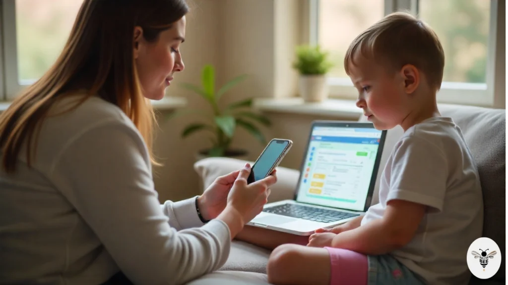 parents at home checking their child’s progress on clever dpscd using a phone
