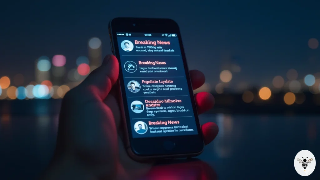 smartphones showing live “breaking news” alerts — artaverse.org global news