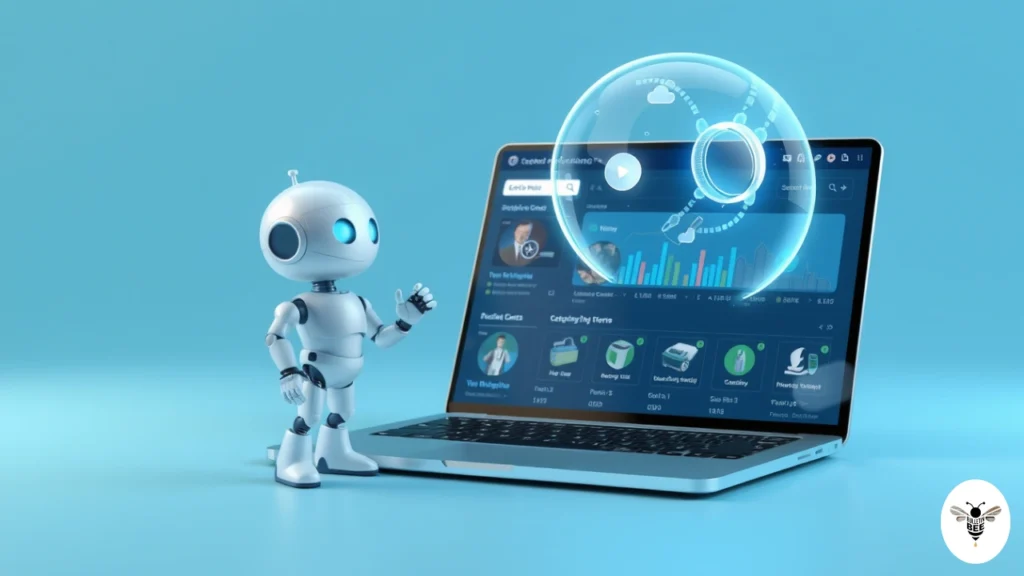 ai chatbot assisting customers beside online store dashboard - redeemaibot.com