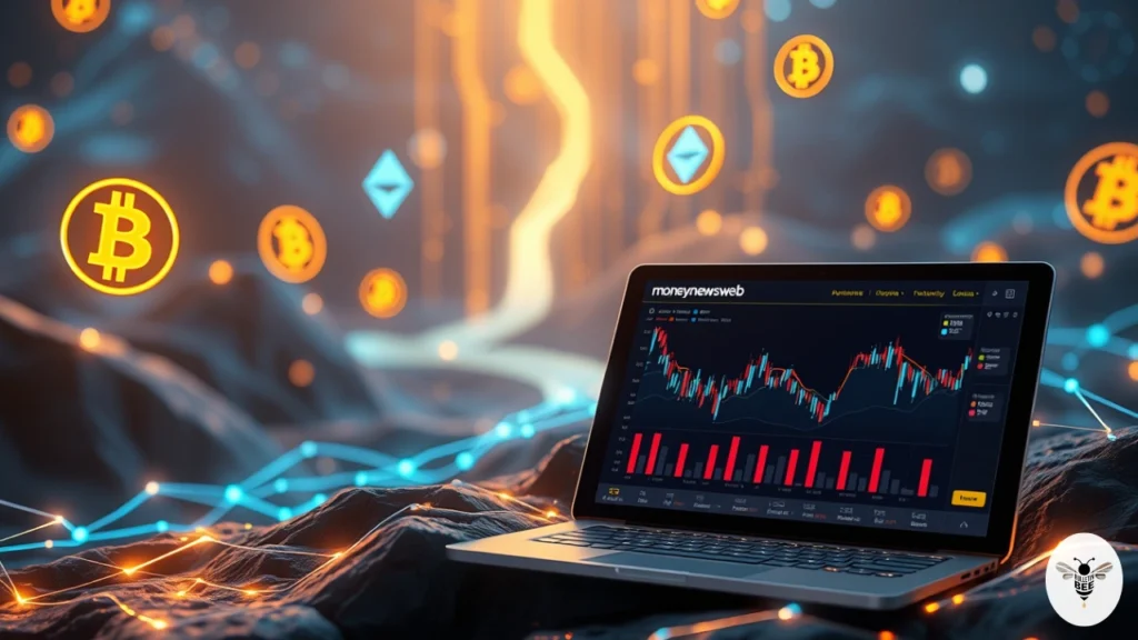 digital crypto network with bitcoin, ethereum, and moneynewsweb updates