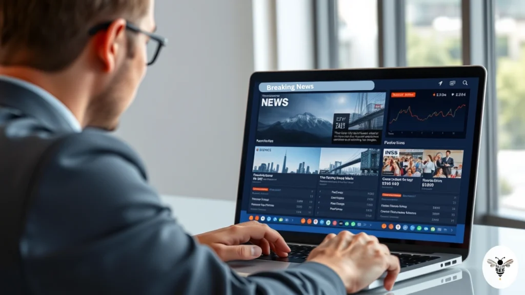 laptop displaying verifiedbusinessnews platform with trending headlines