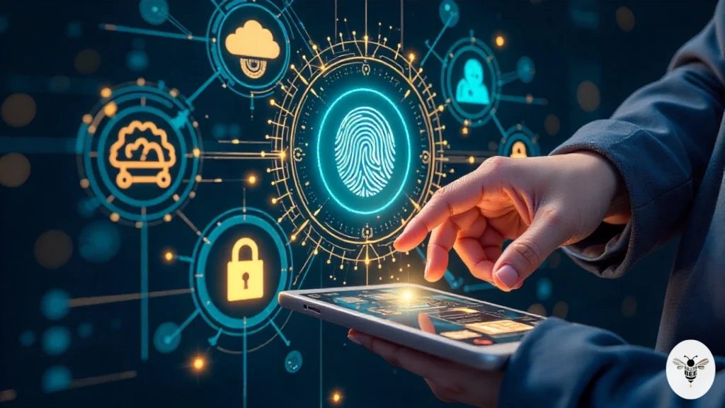 person using futuristic digital interface with tech and security icons - techgup org