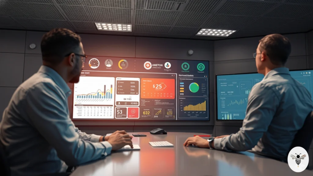 sbi staff monitoring atm performance on a digital dashboard — atmmon.sbi online login