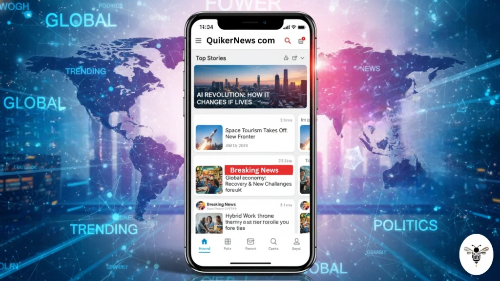 smartphone showing breaking news and mobile-first app design for quikernews com