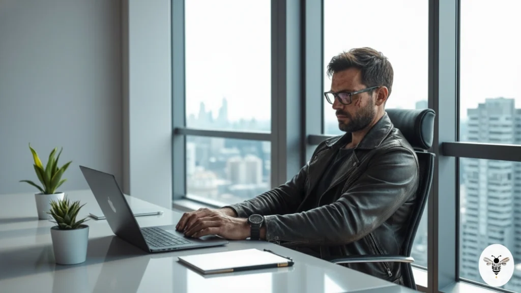 business professional working on a laptop in a modern office – interworldradio blog