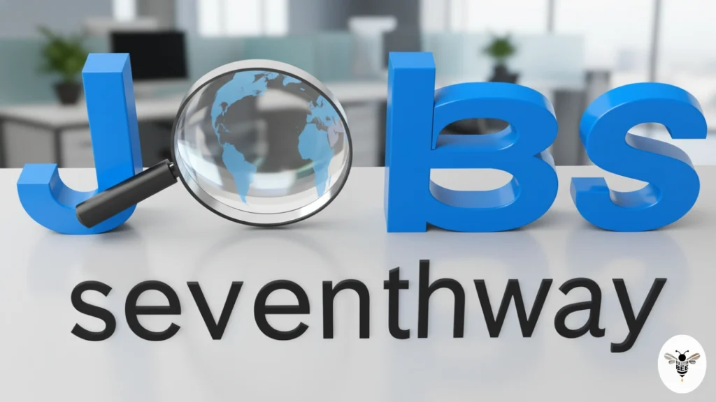 global job search with globe under magnifying glass  – seventhway find premium jobs now
