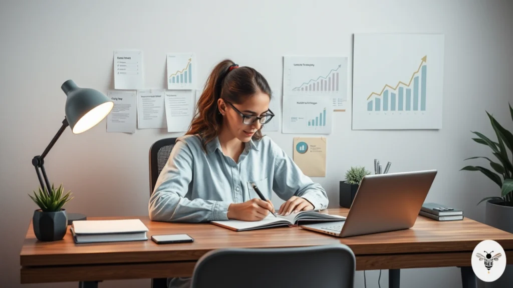 person journaling smart goals at desk with motivational notes and charts – betterthisfacts tips