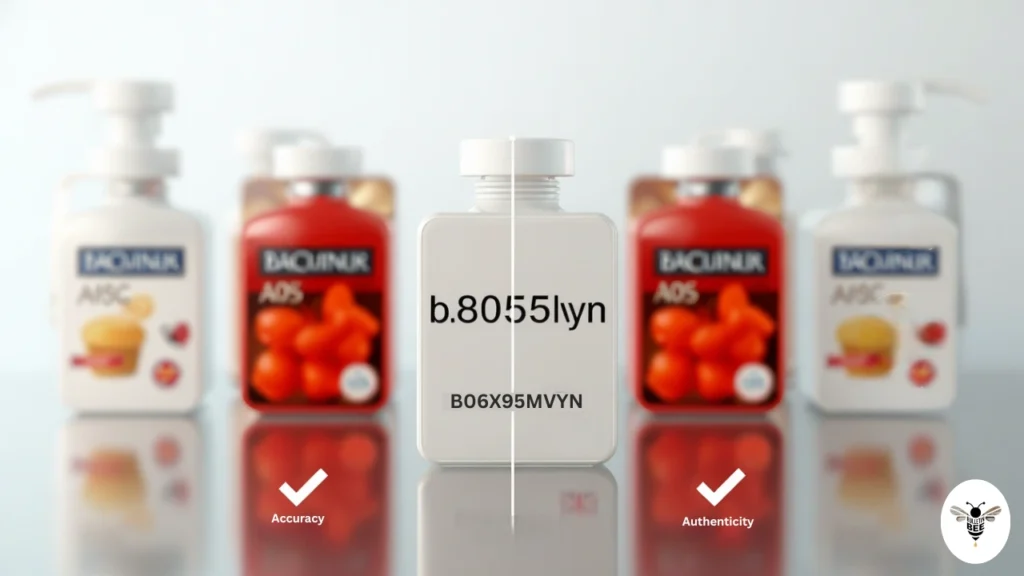 product labeled b06x95mvyn in an e-commerce comparison view with verified accuracy and authenticity