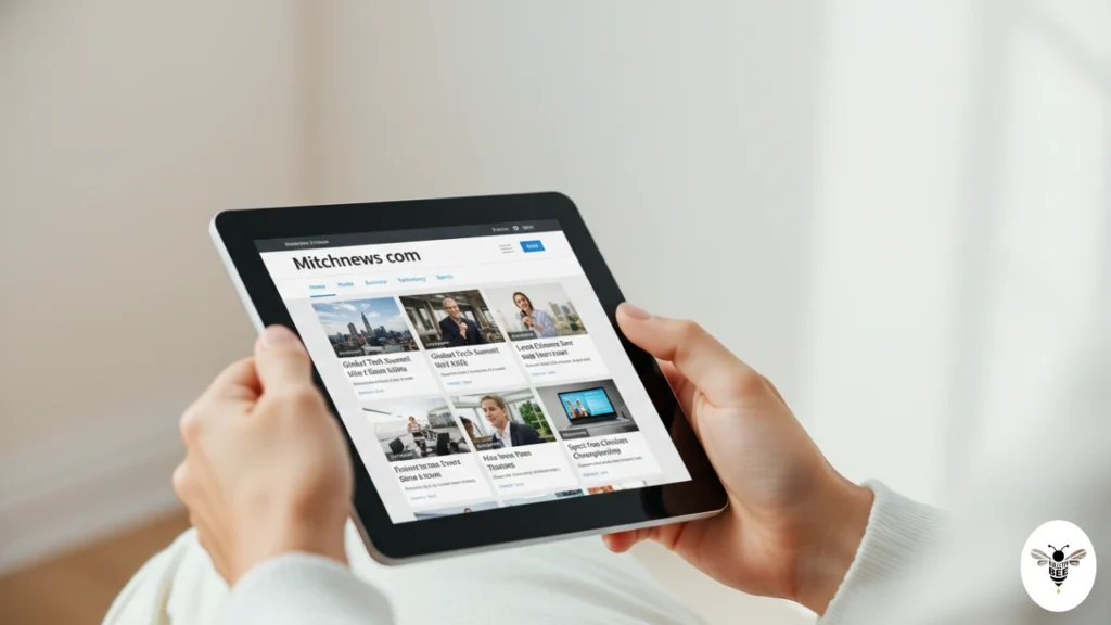 Person reading mitchnews com article on tablet