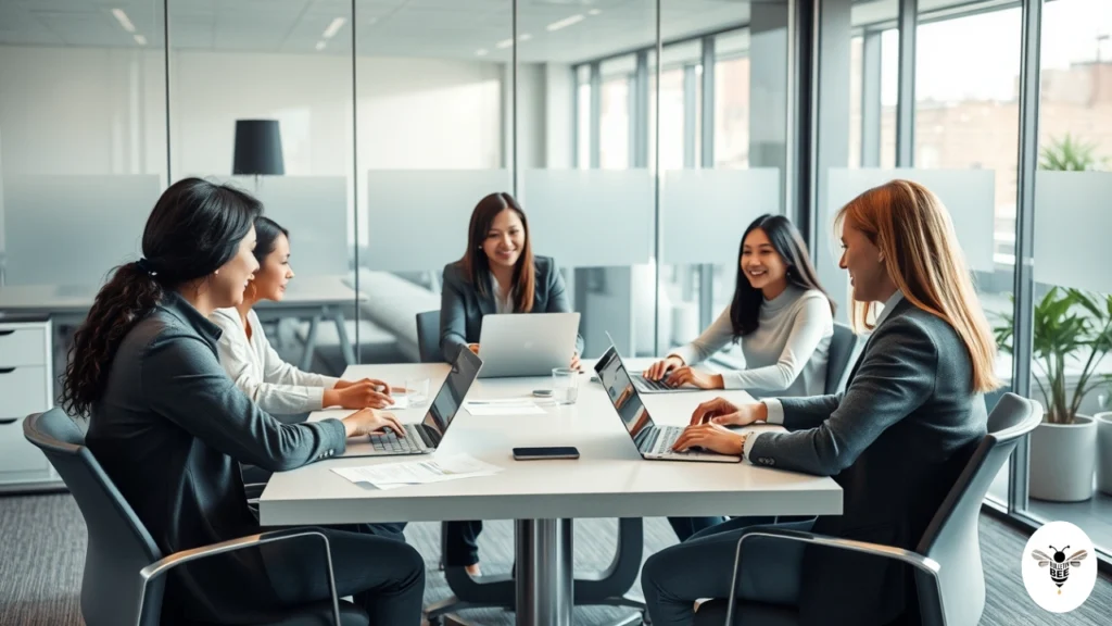 diverse team discussing around a conference with laptops and documents – management tips ftasiatrading