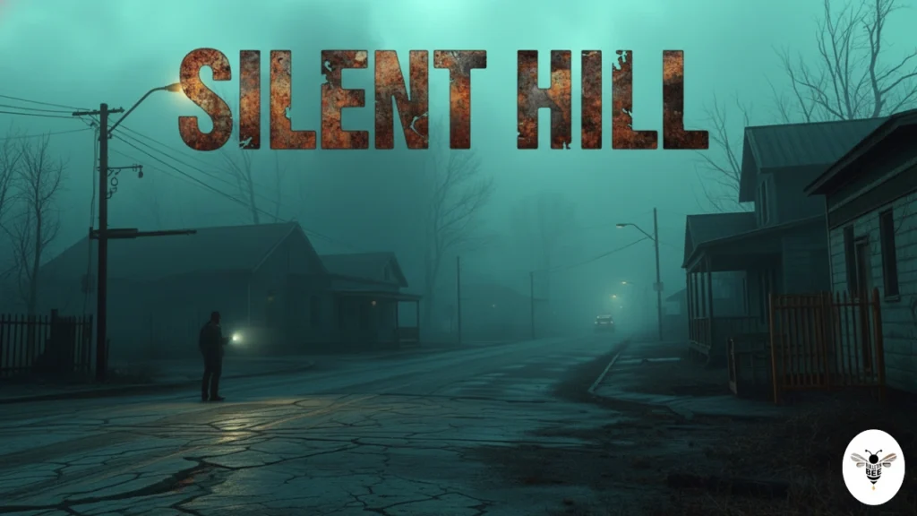 foggy abandoned town with lone figure and flashlight in silent hill atmosphere – guia silent hill geekzilla