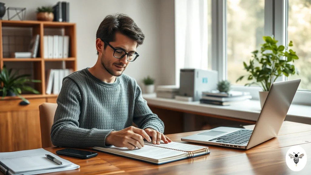 person budgeting with notebook, calculator, and laptop – financearray personal finance planning