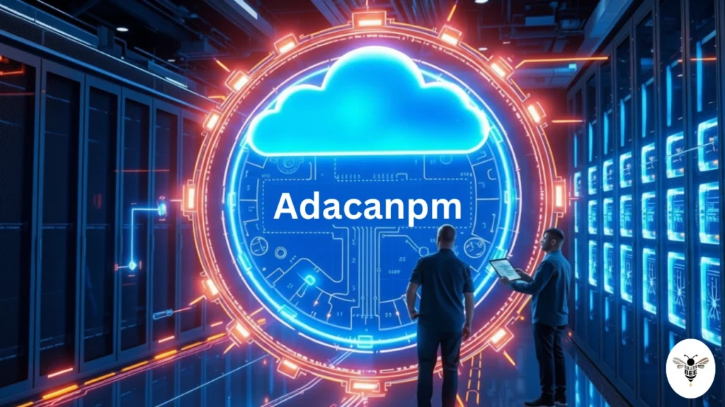 adacanpm futuristic digital system hub connecting cloud, automation, analytics, and cybersecurity infrastructure