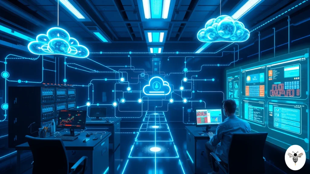 adacanpm unified digital workflow with interconnected systems and glowing data pathways