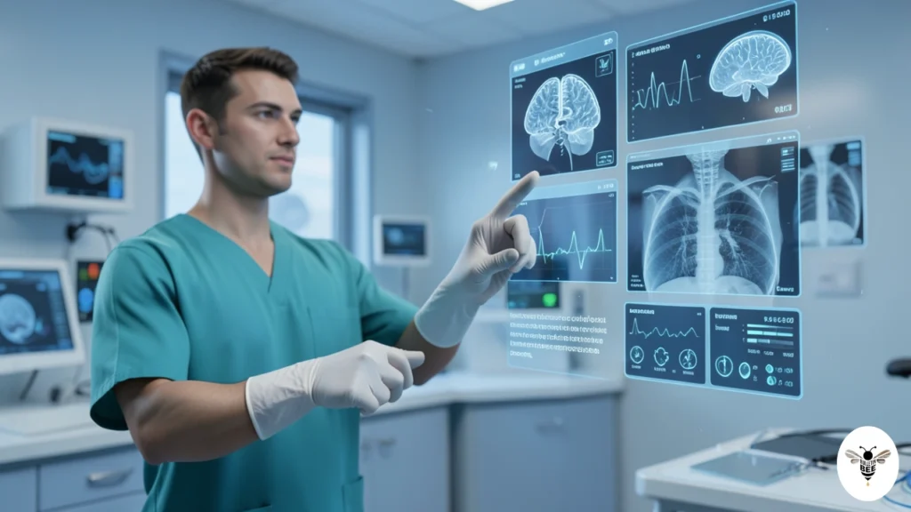 doctor using holographic medical interface with digital health data technology – ztec100.com