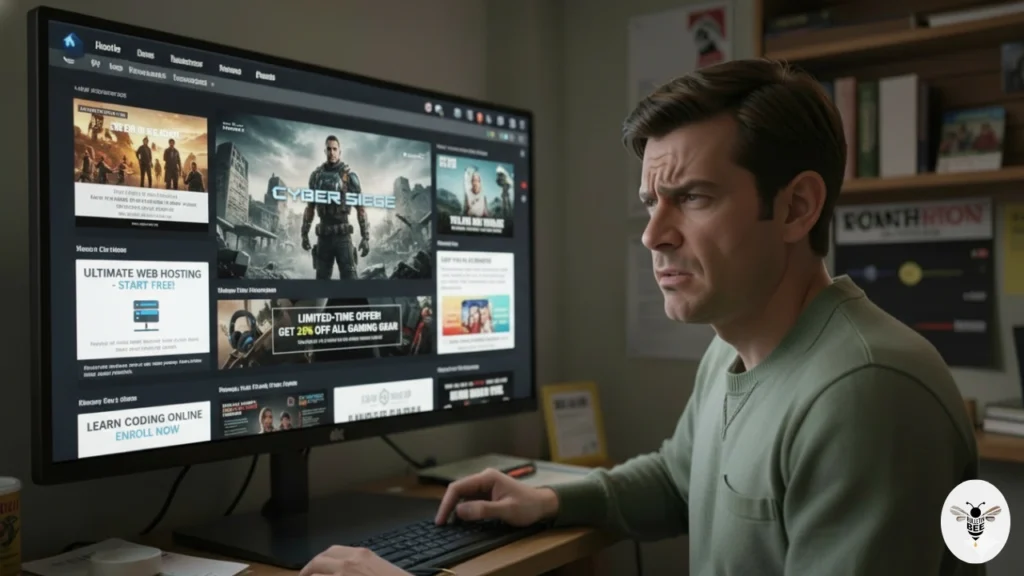 frustrated user facing pop-up ads instead of a movie on watchnewmovienet com