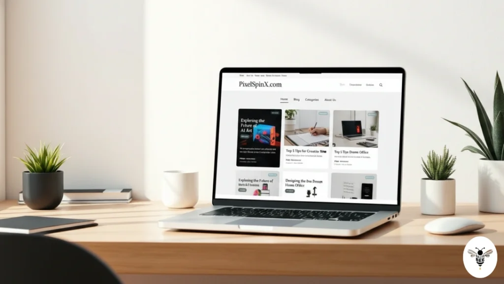 pixelspinx.com blog homepage on laptop