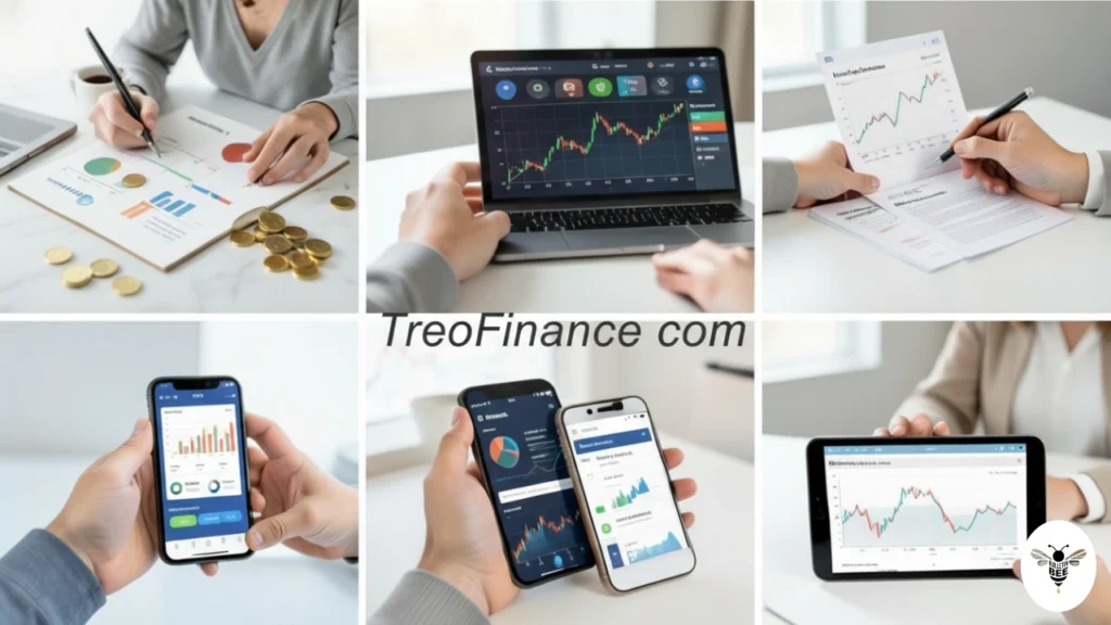 treofinance com financial education collage with budgeting, investing, credit, and banking visuals