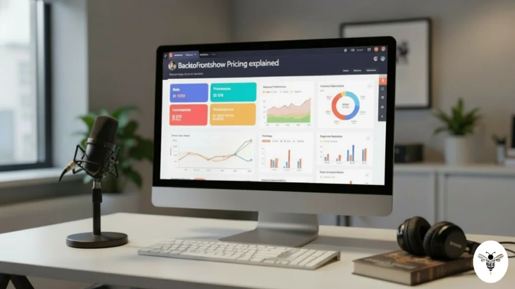 backtofrontshow pricing podcast analytics dashboard with plans displayed