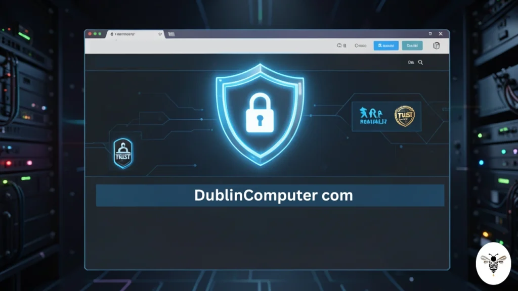 dublincomputer com secure website with shield, lock icon, and trust badges