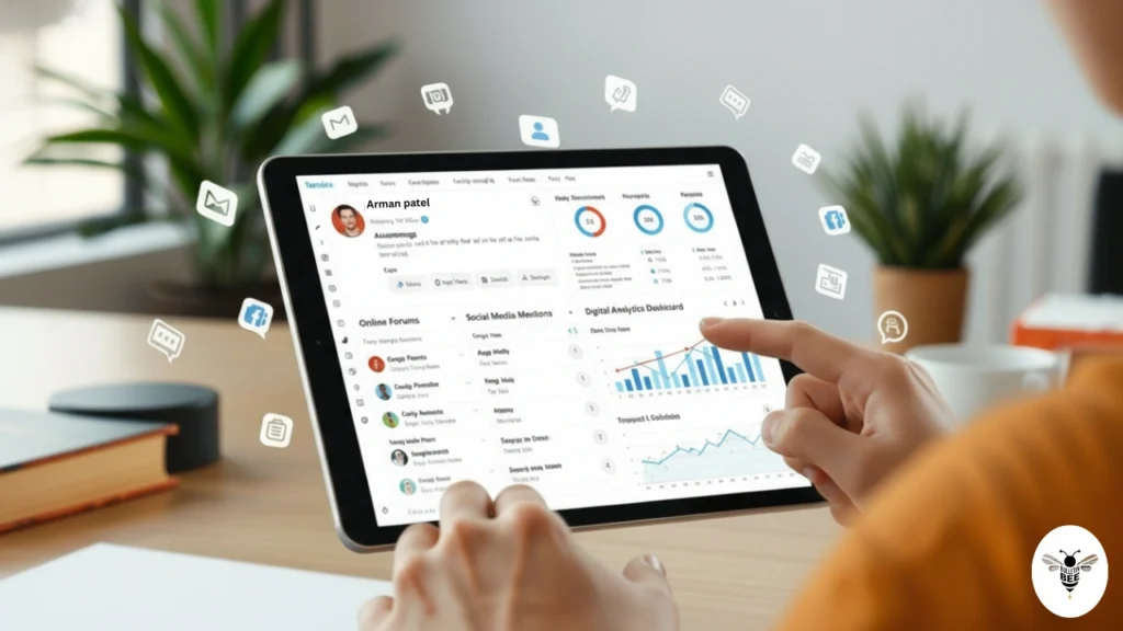 person browsing trending discussions and analytics about asuramgg on a tablet