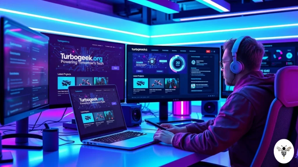 tech and gaming newsroom with analysts reviewing trends on screens featuring insights from turbogeek.org