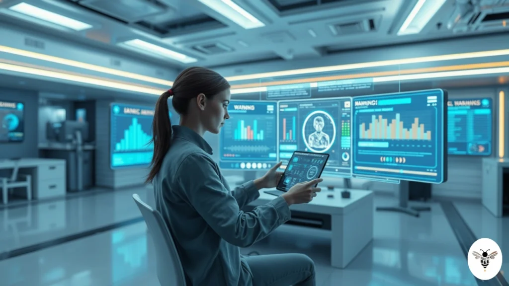 user learning digital skills through holographic training modules and progress charts – Techdevan