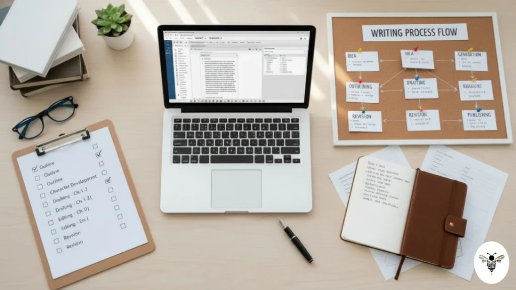 organized writing workspace with checklist and laptop - wallpostmedia com