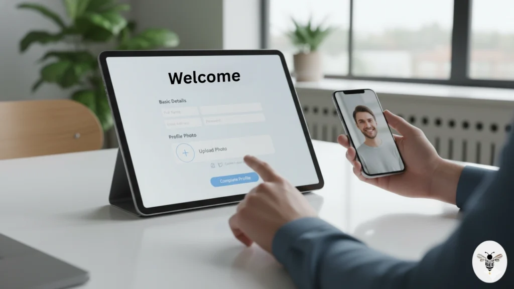 user creating profile on extroly com with clean and simple interface